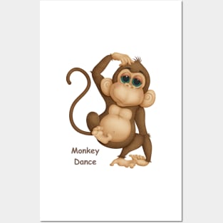 Funny dancing monkey Posters and Art